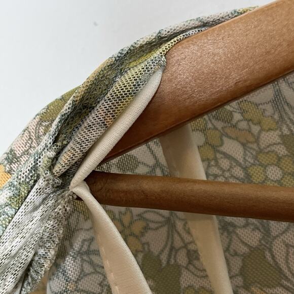 Daisy 70s Floral Print Sheer Mesh Top Green Womens M Flower Power Y2K Retro - Picture 5 of 9